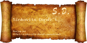Sinkovits Donát névjegykártya