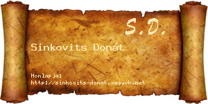 Sinkovits Donát névjegykártya